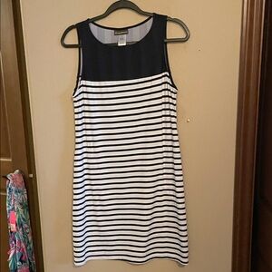 Talbots Navy and White Striped Mini Dress